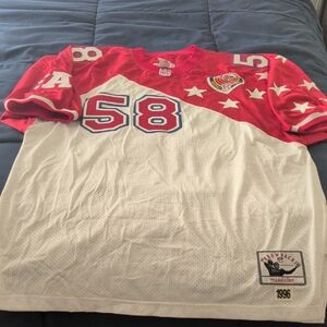 Throwback NFL Red and White Football Jersey #58